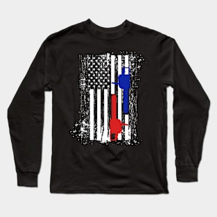 Chainsaw American Flag Patriotic Lumberjack Long Sleeve T-Shirt